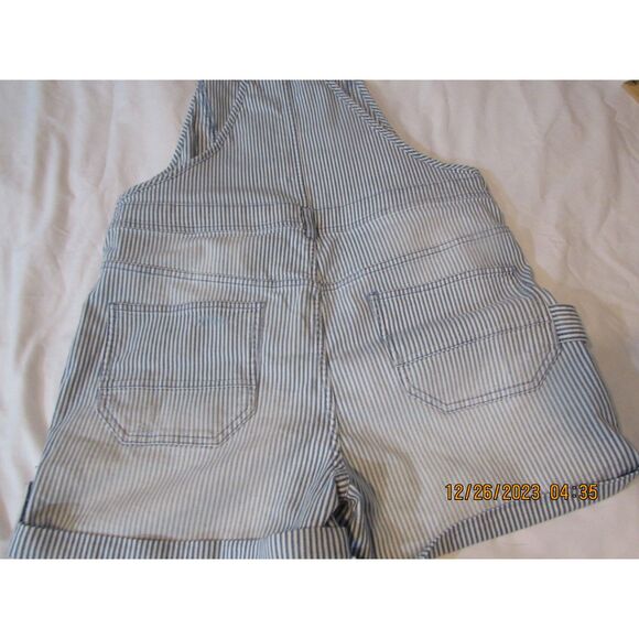 ANTHROPOLOGIE PILCRO SHORTALLS SIZE 32 STRIPED RAILROAD SHORTS BLUE WHITE bibs - Picture 13 of 13